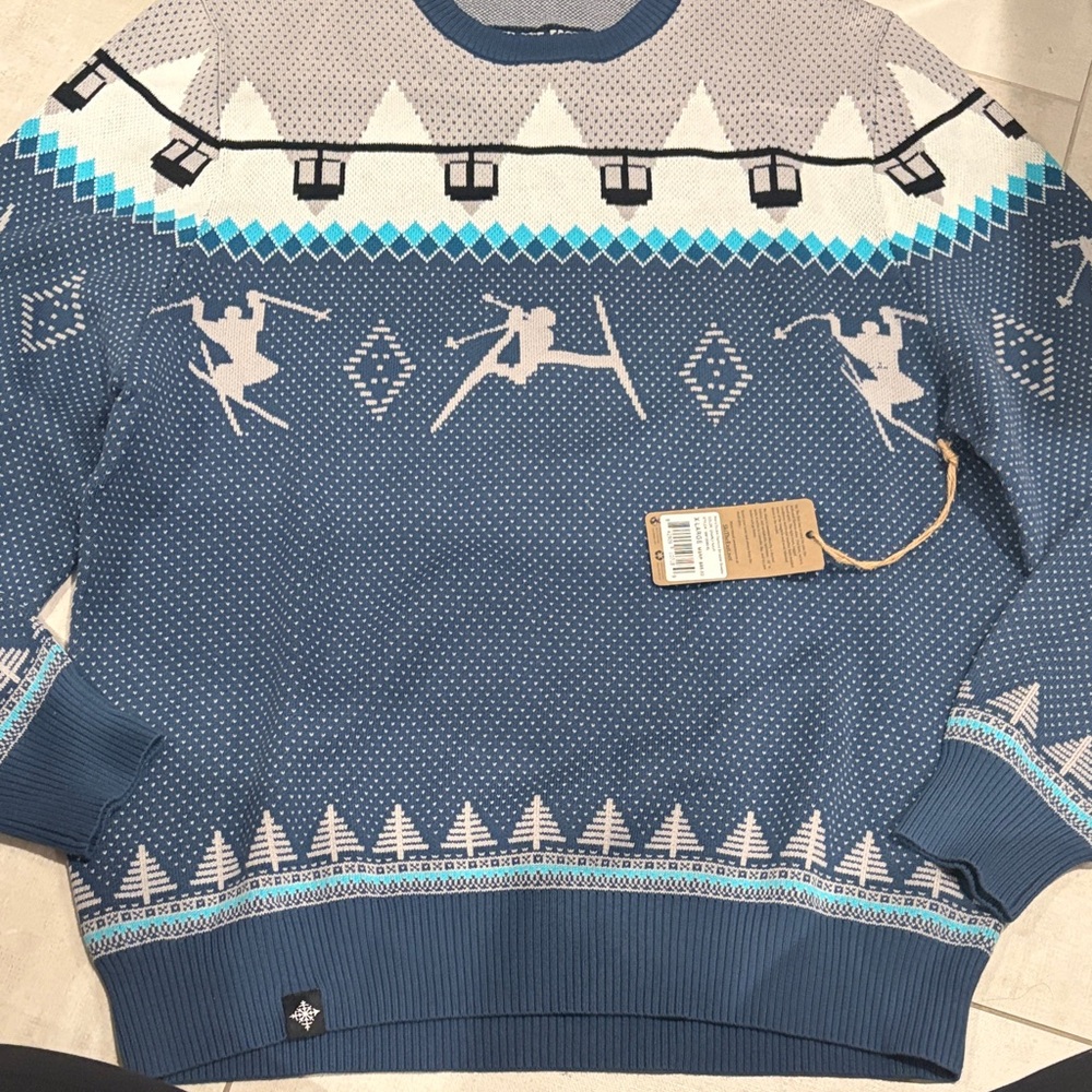 NWT Ski the East skier goldola mountain Blue XL Men's Sweater